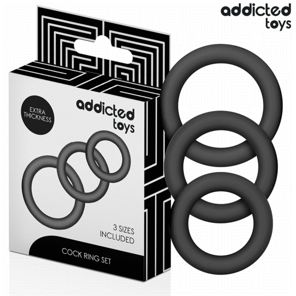 POTENTE - ADDICTED TOYS - CONJUNTO DE ANÉIS DE SILICONE MODELO 1
