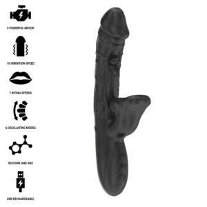 POTENTE - IBIZA - VIBRADOR E ESTIMULADOR DE CLITÓRIS COM EFEITO DE MORDIDA E ROTAÇÃO