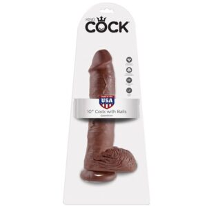 POTENTE - KING COCK - 10 DILDO CASTANHO COM BOLAS 25.4 CM