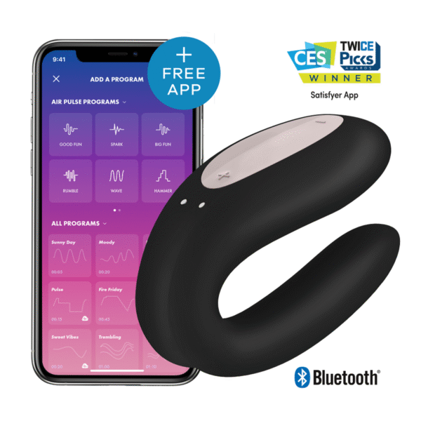POTENTE - SATISFYER - DOUBLE JOY CON APP PRETO