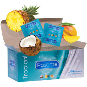 POTENTE - PASANTE - DE PRESERVATIVOS SABORES TROPICAIS 144 UNIDADES