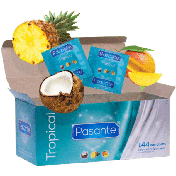 POTENTE - PASANTE - DE PRESERVATIVOS SABORES TROPICAIS 144 UNIDADES