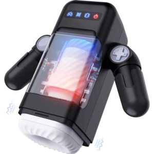 POTENTE - GAME CUP - MASTURBADOR DE VIBRAÇÃO DE IMPULSO COM FUNÇÃO DE AQUECIMENTO E SUPORTE MÓVEL - PRETO
