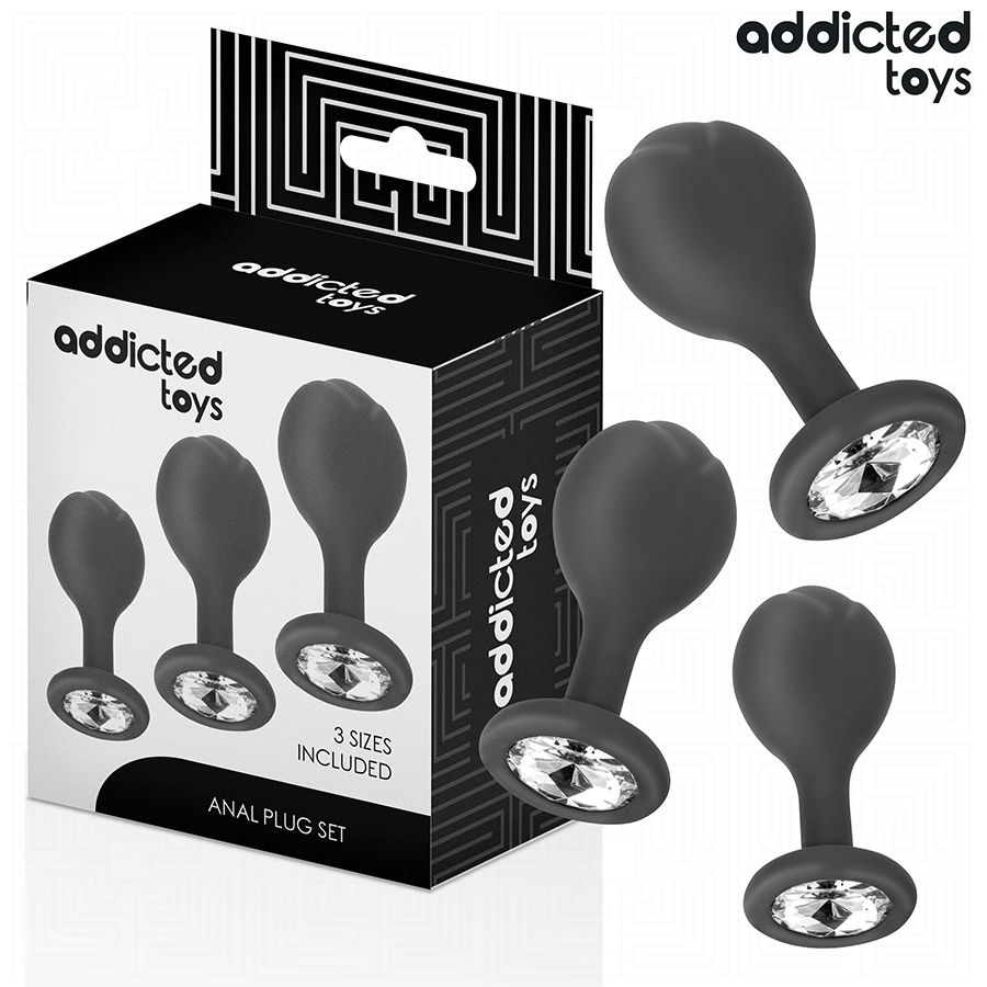 POTENTE - ADDICTED TOYS - CONJUNTO DE 3 PLUG ANAL COM JOIA