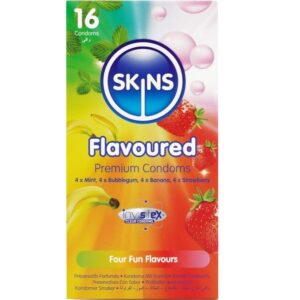 POTENTE - SKINS - PRESERVATIVOS PREMIUM MULTI SABORES PACOTE COM 16