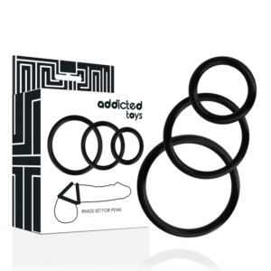 POTENTE - ADDICTED TOYS - CONJUNTO DE ANÉIS DE PARA PÉNIS PRETO