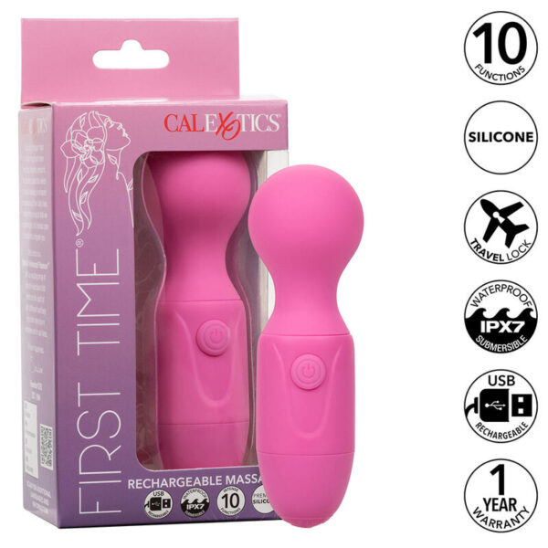 POTENTE - CALEXOTICS - FIRST TIME MASSAGEADOR RECARREGÁVEL 10 VIBRAÇÕES ROSA