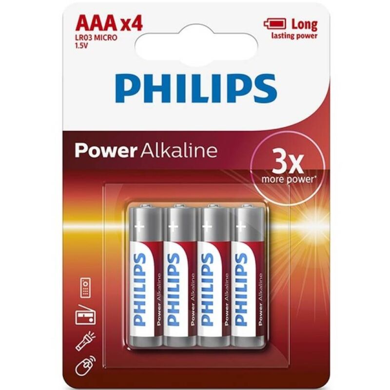 POTENTE - PHILIPS - PILHA ALCALINAS AAA LR03 BLISTER*4