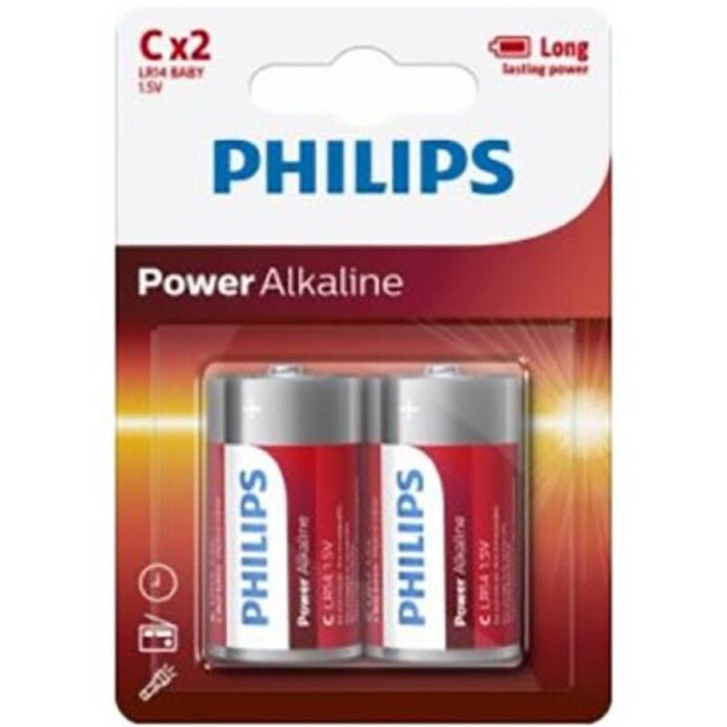POTENTE - PHILIPS - PILHA ALCALINA DE ALIMENTAÇÃO C LR14 BLISTER*2