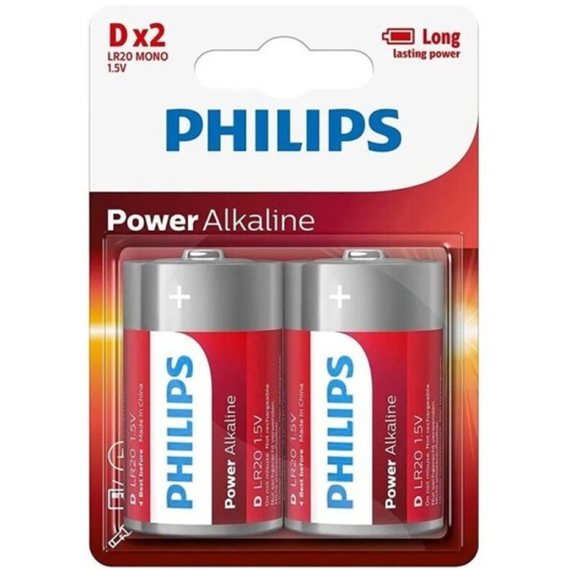 POTENTE - PHILIPS - PILHA ALCALINA DE ALIMENTAÇÃO D LR20 BLISTER*2