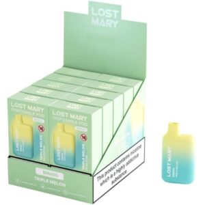 POTENTE - LOST MARY - (EXPOSITOR PROFESSIONAL PACK -10 UNIDADES) BM600 NICOTINE VAPER 2% DESCARTÁVEL TRIPLE MELÃO
