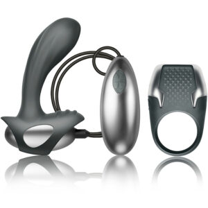POTENTE - CLIMAXIMUM - KIT EXCITE ANEL PARA PÉNIS + MASSAGEADOR DE PRÓSTATA COM FIO