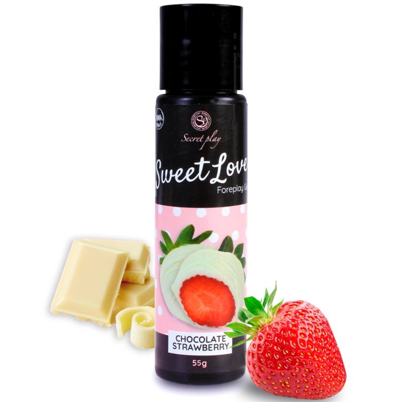 POTENTE - SECRETPLAY - GEL DOCE AMOR MORANGO E CHOCOLATE BRANCO 60 ML
