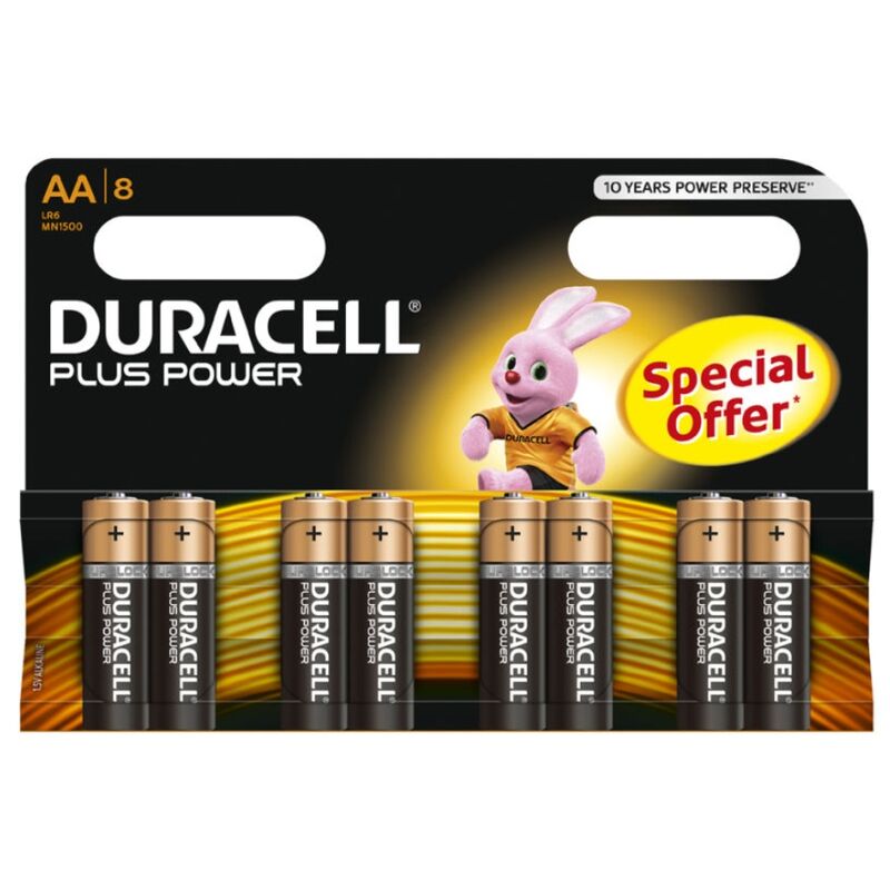 POTENTE - DURACELL - BATERIA PLUS POWER AA LR6 8UNIDADES