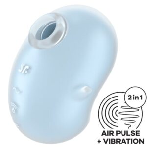 POTENTE - SATISFYER - CUTIE GHOST VIBRADOR LAY-ON AZUL CLARO