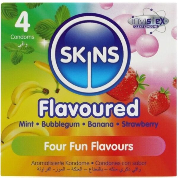 POTENTE - SKINS - PRESERVATIVOS PREMIUM MULTI SABORES PACOTE 4