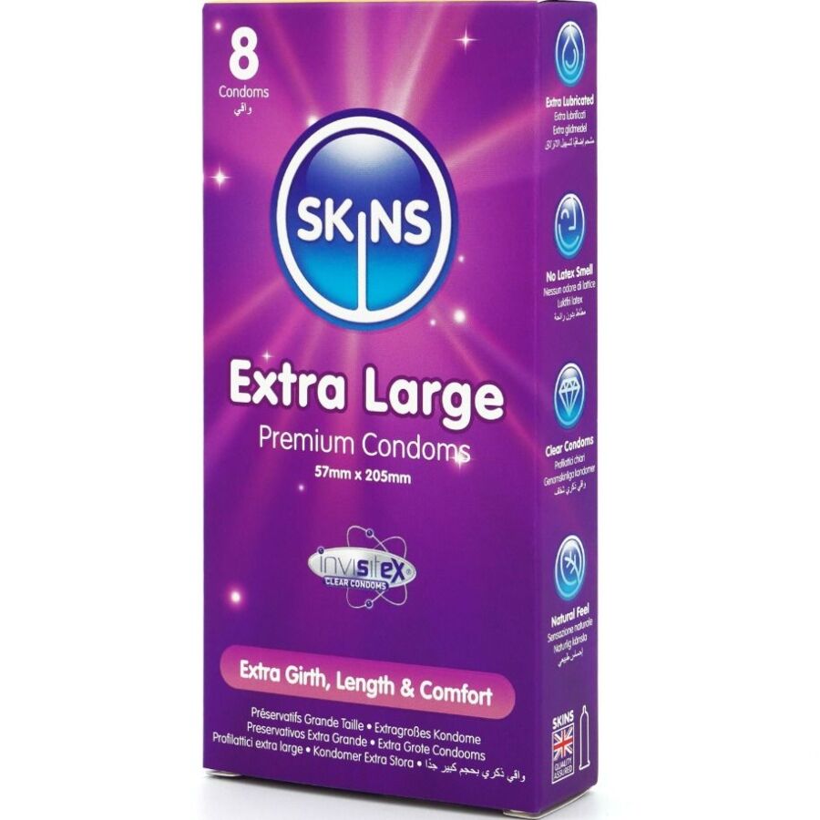SKINS - PRESERVATIVOS EXTRA GRANDE PREMIUM PACOTE COM 8 - Image 2