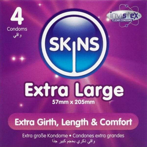 POTENTE - SKINS - PRESERVATIVOS EXTRA GRANDE PREMIUM PACOTE 4