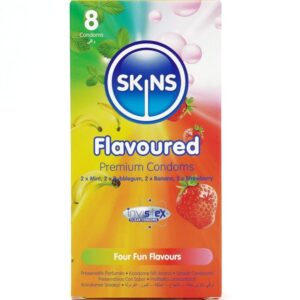 POTENTE - SKINS - PRESERVATIVOS PREMIUM MULTI SABORES PACOTE 8