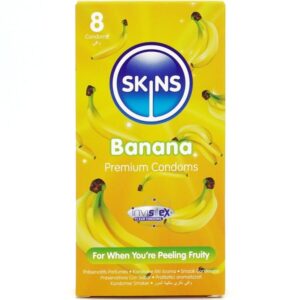 POTENTE - SKINS - PRESERVATIVOS BANANA PREMIUM PACOTE COM 8