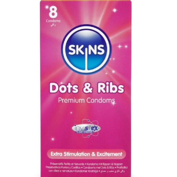POTENTE - SKINS - DOTS & RIBS PREMIUM PRESERVATIVOS PACOTE 8