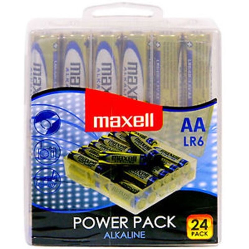 POTENTE - MAXELL - PACOTE DE BATERIA ALCALINA AA LR6 * 24 PILHAS