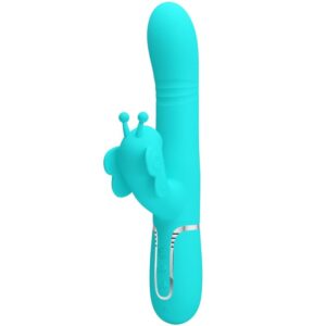 POTENTE - PRETTY LOVE - VIBRADOR COELHO MULTIFUNÇÕES 4 EM 1 BUTTERFLY AQUA VERDE