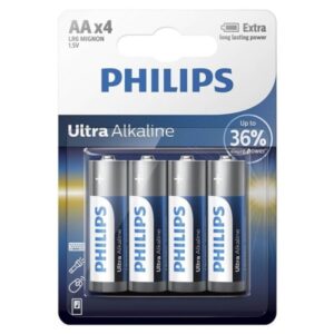 POTENTE - PHILIPS - BATERIA ULTRA ALCALINA AA LR6 4 UNIDADE