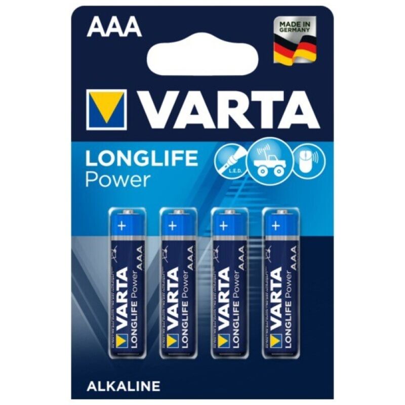 POTENTE - VARTA - BATERIA ALCALINA DE POTÊNCIA LONGLIFE AAA LR03 4 UNIDADE