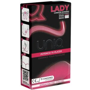 POTENTE - UNIQ - LADY CONDOM PRESERVATIVOS FEMININOS SEM LÁTEX COM CINTA LIGA 3 UNIDADES