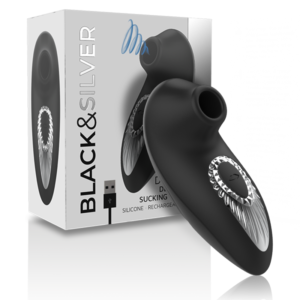 POTENTE - BLACK&SILVER - DRAKE DELUXE SUCKING VIBE SILICONE RECARREGÁVEL PRETO