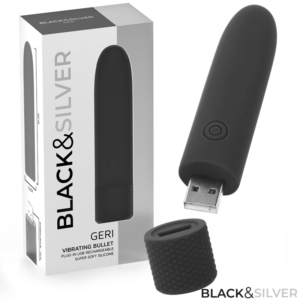 POTENTE - BLACK & SILVER - GERI USB RECARREGÁVEL VIBRATÓRIA BULLET 8 VIBRAÇÕES PRETO 10 X 2