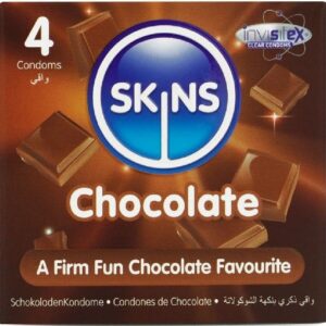 POTENTE - SKINS - PACOTE COM 4 PRESERVATIVOS CHOCOLATE PREMIUM