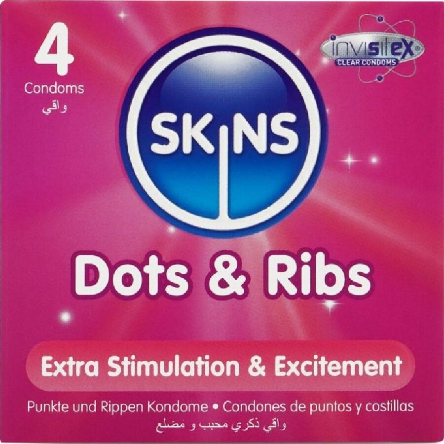 POTENTE - SKINS - DOTS & RIBS PREMIUM PRESERVATIVOS PACOTE 4