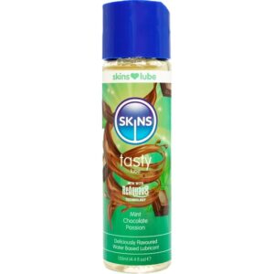 POTENTE - SKINS - LUBRIFICANTE SABOROSO À BASE DE ÁGUA COM SABOR DE HORTELÃ E CHOCOLATE 130 ML