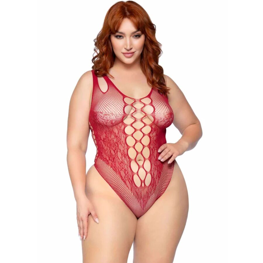 POTENTE - LEG AVENUE - 81641X Body sem costura Borgonha Tamanho 1X/2X
