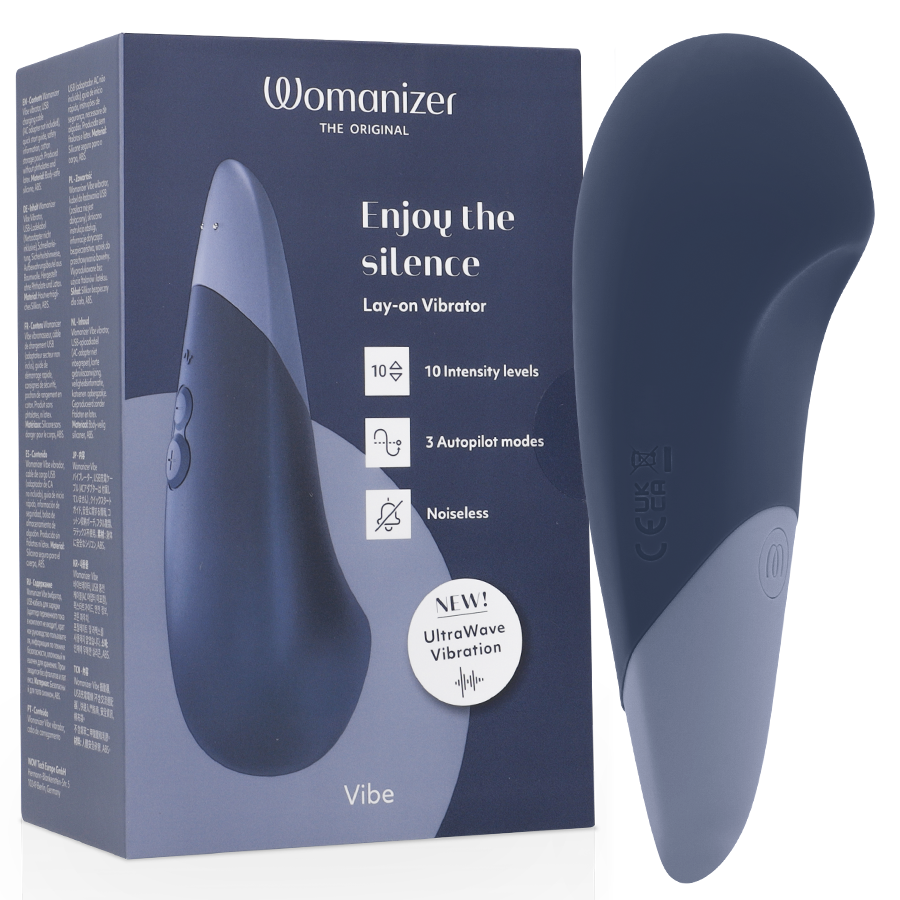 POTENTE - WOMANIZER - VIBE VIBRADOR SILENCIOSO DE USO À DIRETA AZUL ESCURO