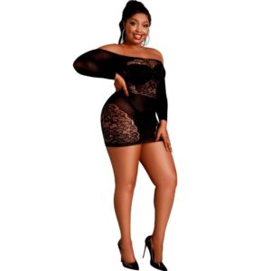POTENTE - MOONLIGHT - MODELO 7 VESTIDO MANGA COMPRIDA PRETO PLUS SIZE