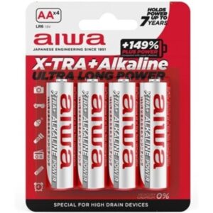 POTENTE - AIWA - X-TRA ALKALINE AA BATERIA ALCALINA LR6 BLISTER*4