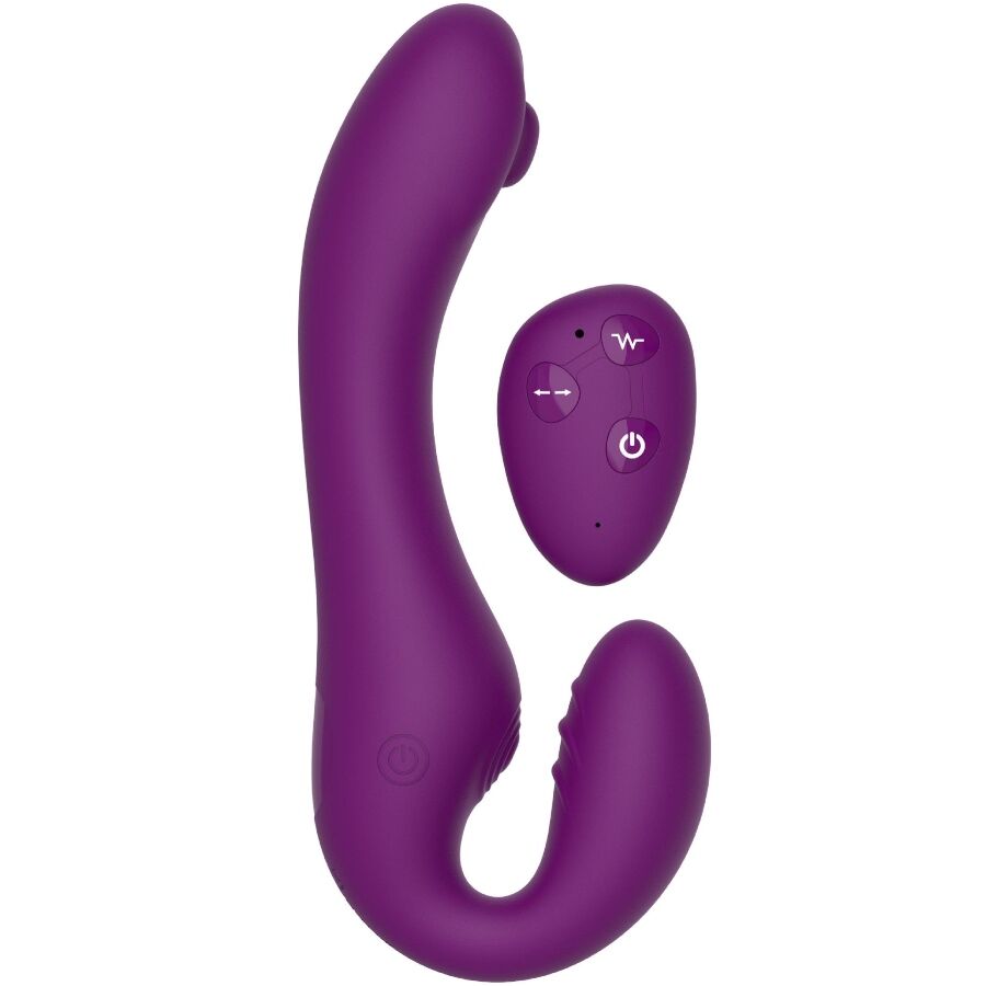 POTENTE - XOCOON - VIBRADOR STRAP-ON 2 EM 1 SEM ALÇAS COM CONTROLE REMOTO ROXO