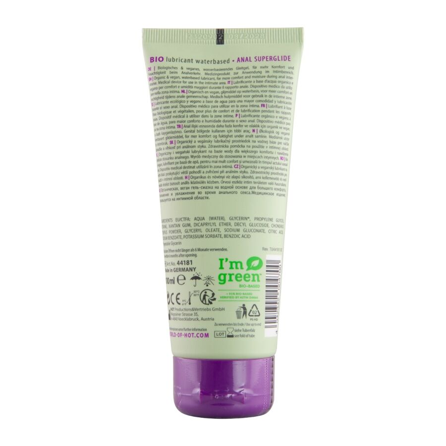 HOT - BIO LUBRIFICANTE À BASE DE ÁGUA SUPERGLIDE ANAL 100 ML - Image 2