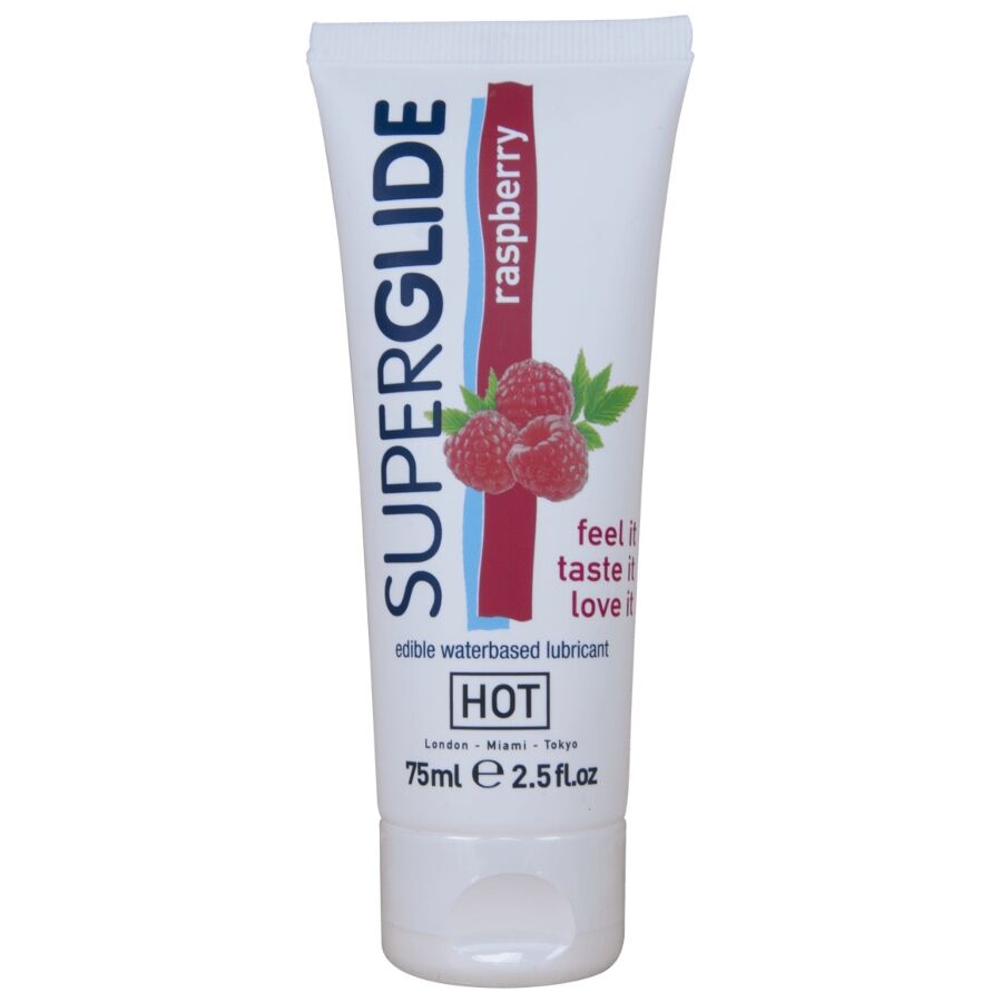 POTENTE - HOT - SUPERGLIDE LUBRIFICANTE COMESTÍVEL À BASE DE ÁGUA COM SABOR FRAMBOESA 75 ML