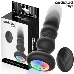 POTENTE - ADDICTED TOYS - PLUG ANAL GIRATÓRIO VIBRATÓRIO COM LUZ LED E CONTROLE REMOTO