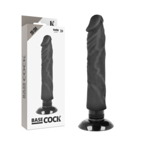 POTENTE - BASECOCK - VIBRADOR REALÍSTICO BASECOCK 2-1 PRETO 20 CM -O- 4 CM