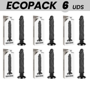 POTENTE - ECOPACK 6 UNIT - BASECOCK VIBRADOR REALÍSTICO BASECOCK 2-1 PRETO 20 CM -O- 4 CM