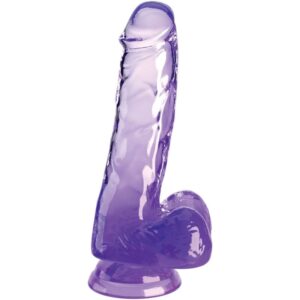 POTENTE - KING COCK - CLEAR PÊNIS REALÍSTICO COM BOLAS 13.5 CM ROXO