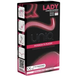 POTENTE - UNIQ - LADY CONDOM PRESERVATIVOS FEMININOS SEM LÁTEX COM CINTA LIGA 3 UNIDADES