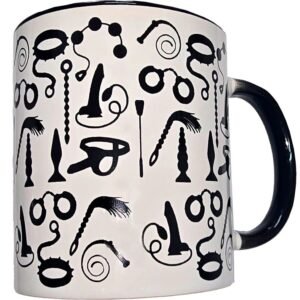 POTENTE - DIABLO PICANTE - CANECA BONDAGE BRANCA COM ALÇA PRETA 370 ML