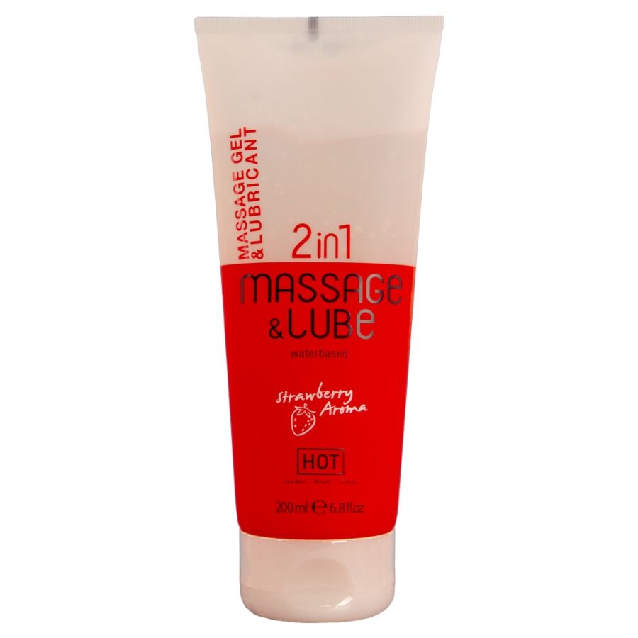 POTENTE - HOT - GEL DE MASSAGEM E DESLIZAMENTO 2 EM 1 MORANGO 200 ML
