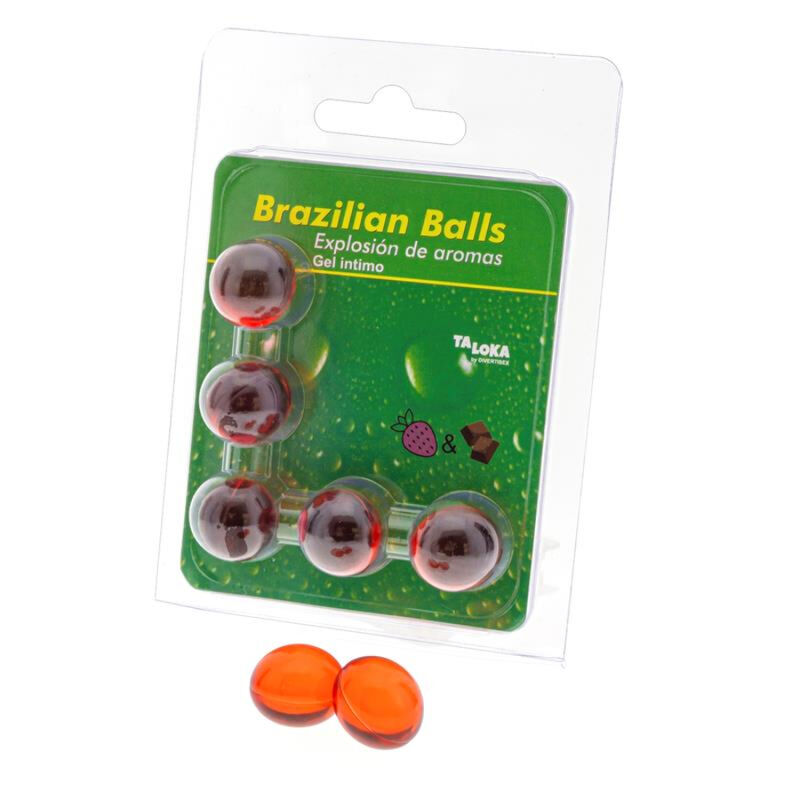 POTENTE - TALOKA - 5 BOLAS BRASILEIRAS DE MORANGO E CHOCOLATE GEL ÍNTIMO